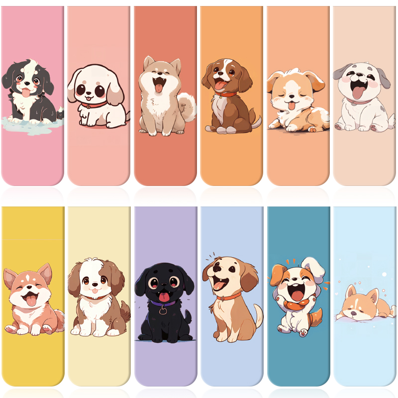 Bookmark Magnetic Clip - 12 Pcs 만화 강아지 자기 북마크: