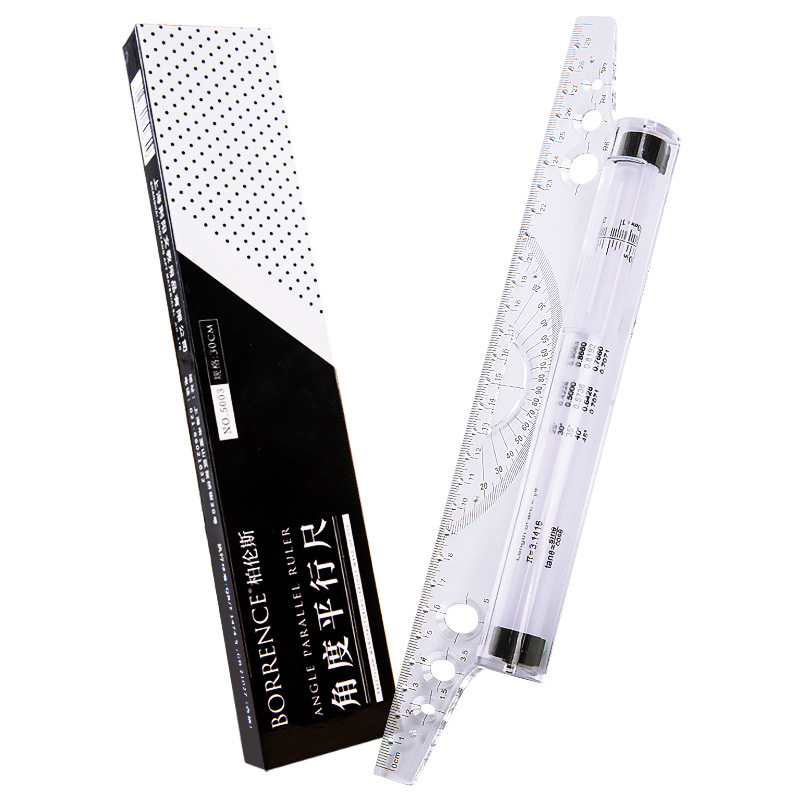 Ruler Set Transparent - 30cm 투명 평행 롤러 눈금자 다기능